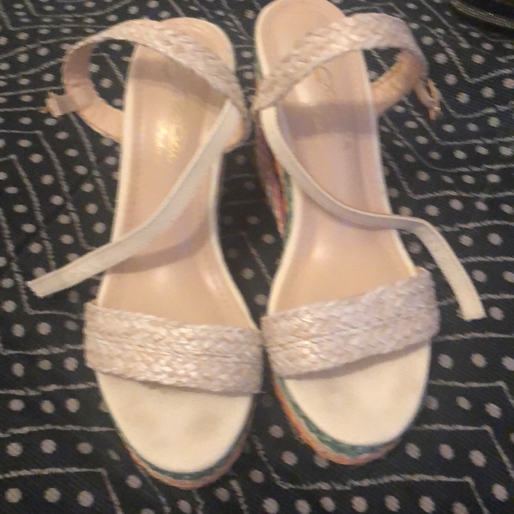 Platform Multi Colored Braid Look Washed Sandals - image 2